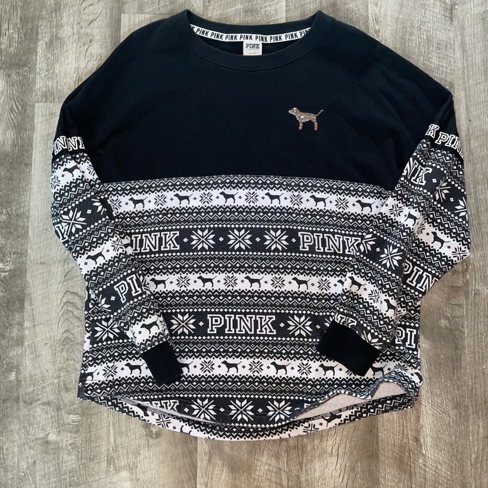 Pink Victoria’s Secret bling Christmas shirt